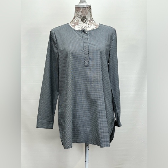 J. JILL Black and white gingham long sleeve tunic top size M. - Picture 5 of 13